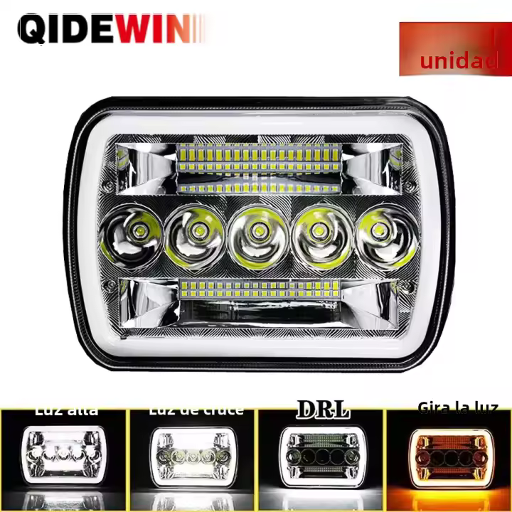 Faros LED Para Coche 6x7 Pulgadas Con DRL Amarillo 6000K Blanco Cuadrados Para Jeep Cherokee XJ Wrangler YJ Asamblea Automotriz - 1
