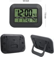 Relojes de escritorio silenciosos, Reloj de pared digital, despertador LCD Big simple with Calendar de temperature para la oficina en casa (Negro Noche) - details 1