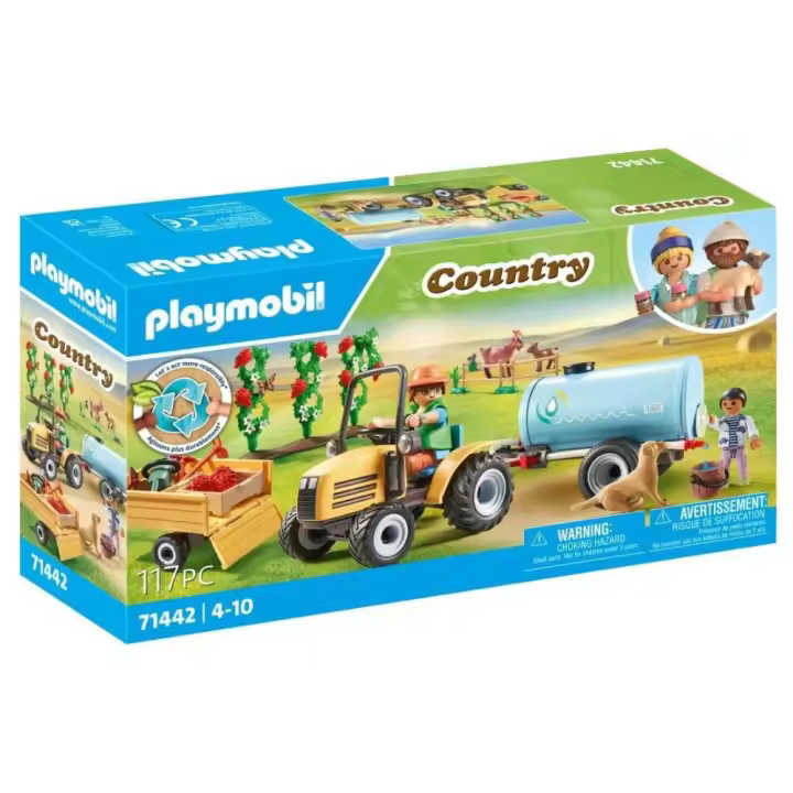 Tractor con cisterna Playmobil (71442) con cosecha y figuras de animales de granja Country - 1