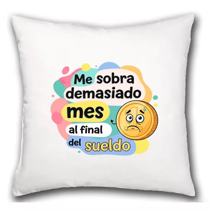 MERCHANDMANIA Cojín frase graciosa final de mes dinero pobre chiste hogar comodo cussion - 1