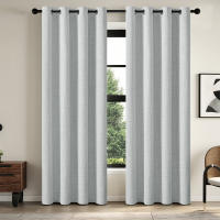 Cortinas De Blackout Total En Color Sólido Imitación Lino Para Decoración De Sala De Estar Y Dormitorio 1 Panel Moderno - details 10