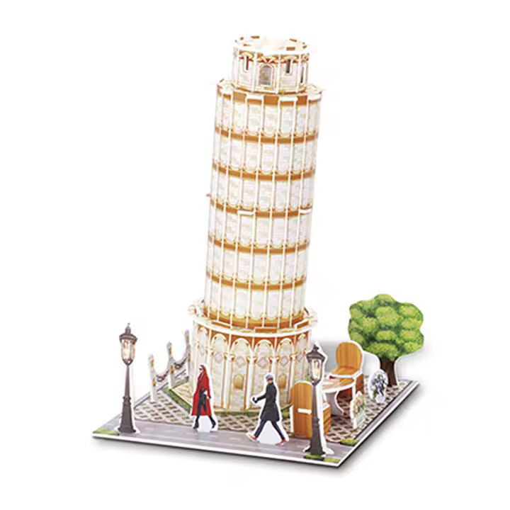 DAM. Puzle 3D de cartón de la Torre de Pisa. 25 piezas. 13x13x19cm. - 1
