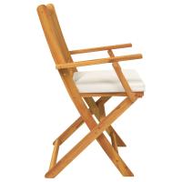 Sillas de jardín plegables vidaXL con cojín blanco 2pcs de madera de acacia maciza - details 3