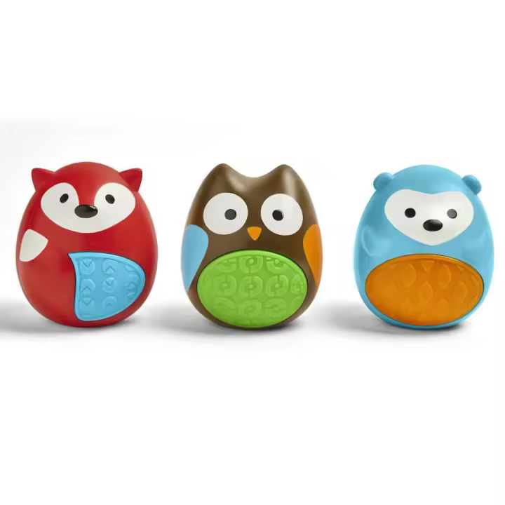 Skip Hop Trío de Sonajeros para Bebé - Animales Divertidos con Texturas y Colores Variados - 1