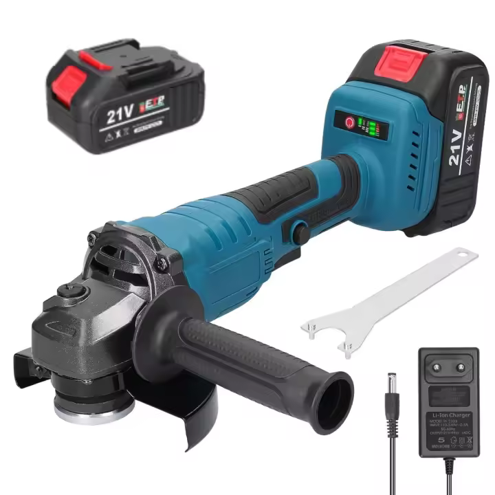 125mm Rectificadora angular sin escobillas M14, herramienta de corte y pulido, máquina de corte, azulejo de cerámica, pulido de madera, adecuado para f, 21V, Molino de ángulo Con 1 batería enchufe de la UE - 1