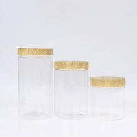 Botella De Almacenamiento Con Cierre De Madera Imitada En Plástico Y Jarra Vacia Transparente Para Viaje - details 8