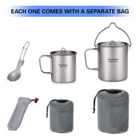 Juego De Cocina Ultraligero De Titanio Tomshoo 3 PCS Con Olla De 750ml Taza De Agua De 450ml Y Cuchara Plegable Para Camping Y Excursiones Al Aire Libre - details 10
