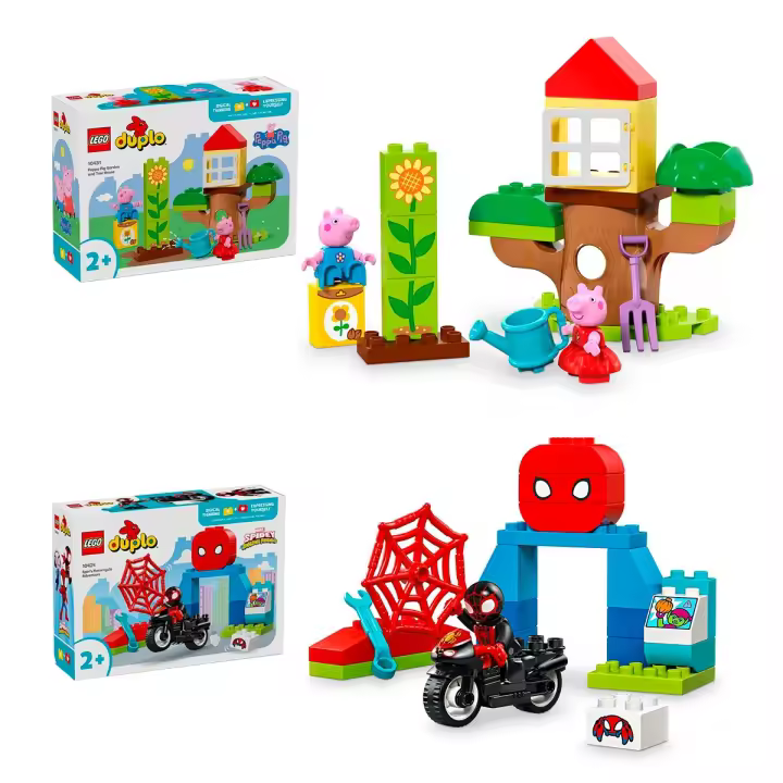 LEGO DUPLO Jardín y Casa del Árbol de Peppa Pig + LEGO DUPLO Marvel Aventura en Moto de Spin - 1