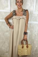 Vestido Largo Liso,con Tirantes Anchos de Leopardo Rizados. Ideal Para Tallas 42-44-46-48 Fashion-24 - details 1