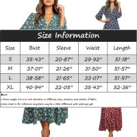 Vestido Bohemio De Florales Para Mujer Largo Manga Casi Hasta El Codo Estilo Casual Cintura Alta Impresión Vestido Maxi Para Playa - details 4