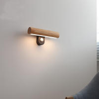 Lámpara De Pared De Madera Rotativa Para Decoración Nórdica conInterruptor Luz LED Moderna Para Dormitorio Sala De Estar Estudio Material Madera Y Metal - details 4