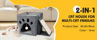 Nobleza - Cueva Plegable para Gatos, Casa para Gatos Interior de 2 Capas, Cubo Multifuncional para Gatos con Tabla Rascadora Extraíble y Bola, Cama para Gatos, 35 x 30 x 30 cm Cat Bed, Gris - details 6