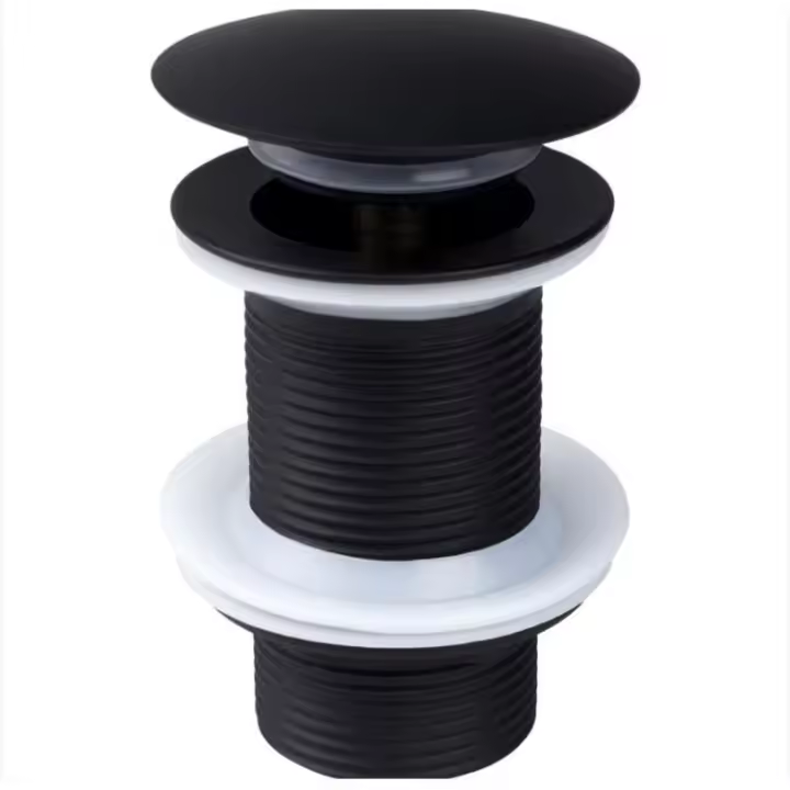 Drenaje de fregadero negro sin desbordamiento, Drenaje de fregadero emergente negro universal, Tapón de drenaje sin desbordamiento, Tapón de drenaje - 1