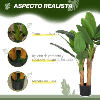 HOMCOM Bananera Artificial Ø17x120 cm Planta Artificial con Maceta y 15 Hojas Planta Artificial Decorativa para Interior Verde - details 3