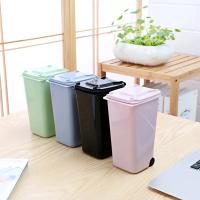 Mini Papelera De Escritorio En Plástico De 4 Colores Con Tapa Estuche De Almacenamiento Para Basura Pequeño Para Sala De Estar Y Mesa De Café - details 1