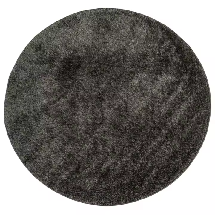 vidaXL Alfombra pelo largo aspecto brillante ISTAN Ø 160 cm Color Antracita,  Beige,  Crema y mas Alfombras de área  Alfombra de Piso para Sala de Estar Dormitorio Habitación Salón - 1
