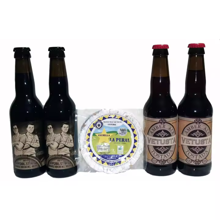 Pack Cerveza Nurse (4 Botellas) + Queso La Peral, queso azul suave ideal para maridar. - 1