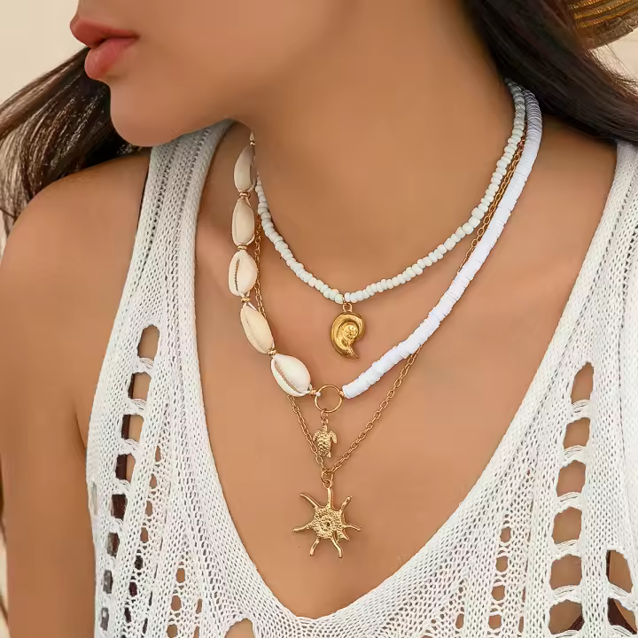 IngeSight.Z Conjunto De 3 Collares De Lujo Con Colgante De Tortuga Y Concha Para Mujer Estilo Clásico De Verano Joyería De Playa - 1