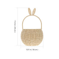 Cesta De Paja Tejida En Forma De Conejo Para Regalos Cesta De Almacenamiento Decorativa Pequeña Con Cordón De Papel Soporte Para Dulces - details 7