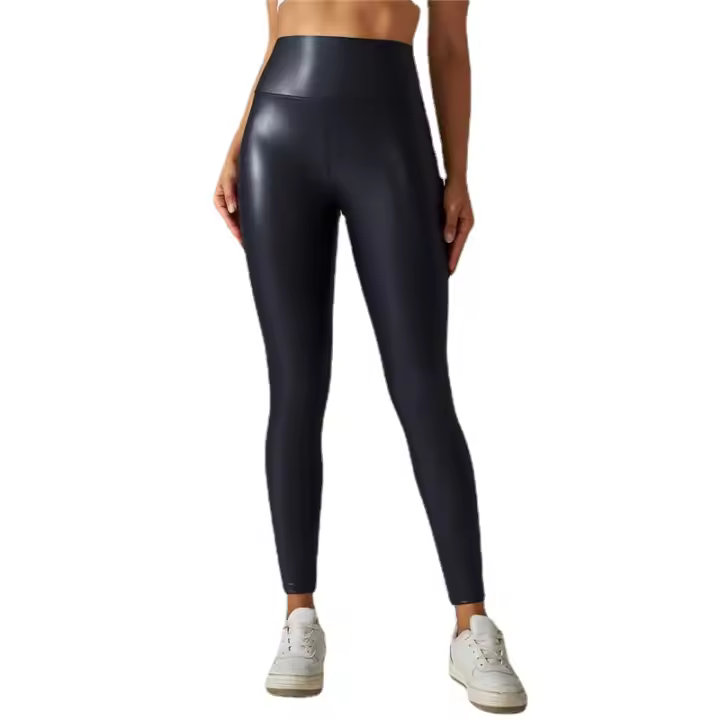 Women Pu Leather Pants High Elastic Leather Leggings High Waist Yoga Sports Leggings - 1