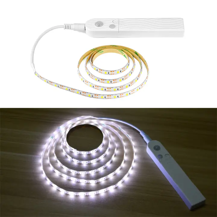 Tira De Luz LED Con Sensor De Movimiento PIR Inalámbrico Para Armario Cama Escaleras - Iluminación Nocturna Seguridad Inteligente Batería Alimentada SMD2835 60LEDs/M 4W/m 2700K-6500K - 1