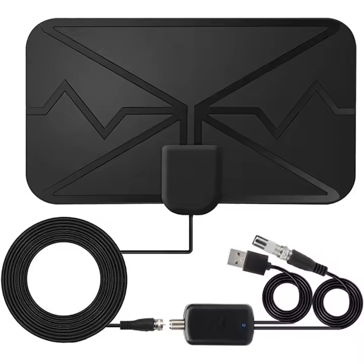 Antena de TV Interior, TDT Antena HDTV Digital con Amplificador y Cable Coaxial para Canales Locales, Compatible con HD 4K 1080P VHF UHF - 1