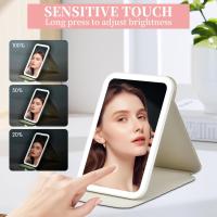 Espejo Maquillaje con Luz, Espejo Tocador con Luz Recargable, Espejo de Viaje Portátil Plegable con Iluminación de 3 Colores 1200mAh - details 0