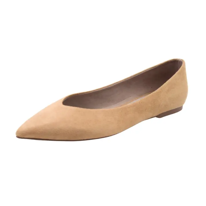 Zapatos Salón Pasarela Planos Con Puntera De Punta Para Mujer Color Camel Beige - 1