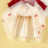 Vestido De Fiesta Para Bebé Niña Verano Con Bordado De Piña Y Lazo En Malla Con Mangas Burbuja Estilo Coreano Vestido De Cotton Y Poliéster - details 8