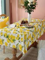 Mantel Impermeable Y Resistente Al Aceite De Serie Limón Para Mesas De Comedor Banquete Decoración Hogar Tamaño Rectangular Material Poliéster 100% - details 1
