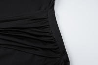 Vestido Maxi Dulzura Con Hombros Ajustados Manga Larga Y Volante Estilo Elegante Sólido Para Fiesta Y Club Polyester - details 5