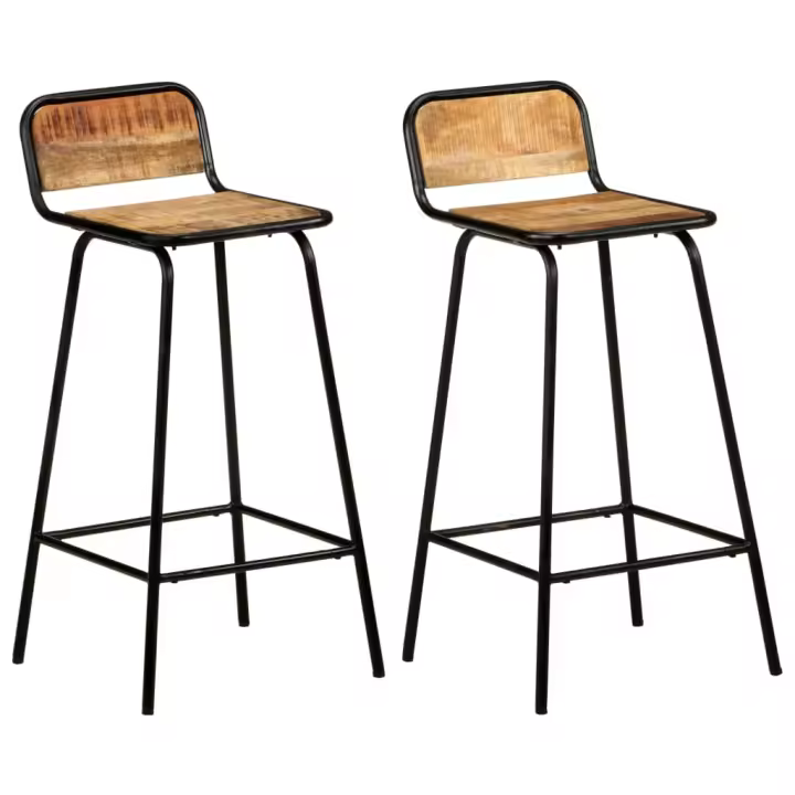 vidaXL Taburetes de cocina 2 unidades madera maciza de mango - 1