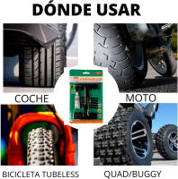 Kit Reparador de pinchazos para neumáticos de Coches y Motos | Herramientas Incluidas: 1 Herramienta para perforar, 1 Herramienta para Insertar la Mecha, 5 mechas y Pegamento | Marca RevolutionLine - details 0