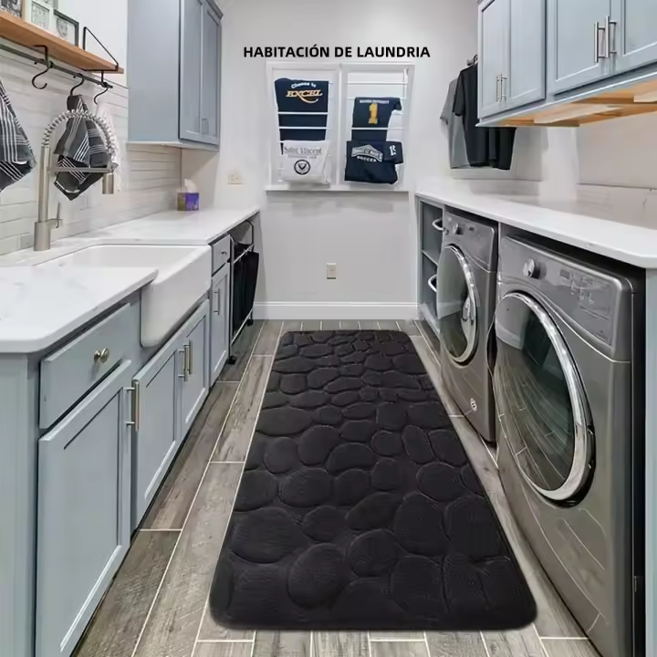 Alfombra De Entrada De Puerta Antideslizante Absorbente De Polvo Para Lavandería Cocina Y Porche Tamaño 1.2cm Material Poliéster - 1