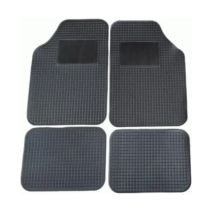 HOGUITA-Juego de 4 Alfombras de Goma Fina para Coche, Alfombrillas Universales para Coche, Antideslizantes, Alfombras Delanteras y Traseras,Color Negro - 1