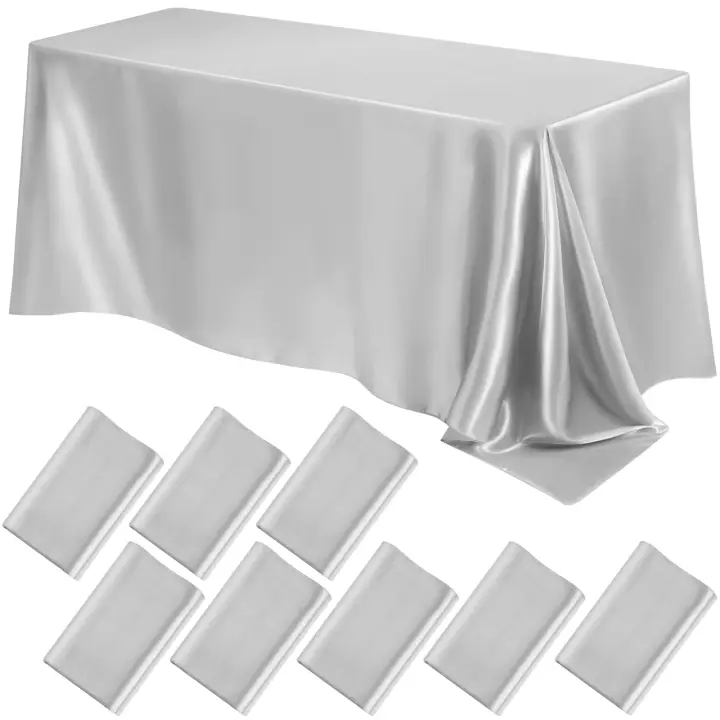 Banco De Boda De Seda Imitación Plata En Color Sólido Teléfono Rectangular Para Banquete Tamaño Del Paquete 1 Pieza - 1