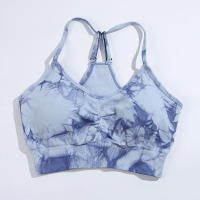 CHRLEISURE Sujetador Deportivo Para Mujer Con Almohadillas De Pecho Estilo Atacado Tejido Elástico Vestido De Gimnasio Transpirable Top De Entrenamiento - details 3