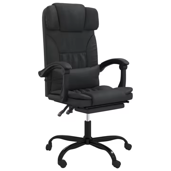 Silla de Oficina reclinable de cuero sintético Negro - 1