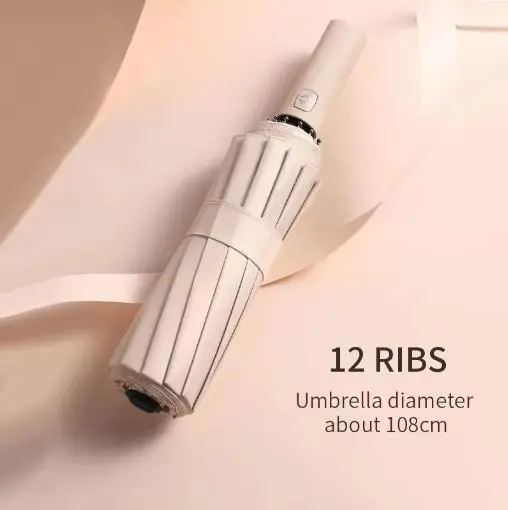12 bone solid color automatic umbrella lightweight folding extra large parasol anti-ultraviolet - 1