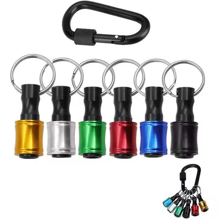 6 Piezas Soporte para Destornillador Hexagonal, 1/4 pulgadas Mango de Repuesto para Destornillador, Accesorios para Destornilladores, con llavero, Adecuado para la Mayoría de Puntas Destornillador - 1