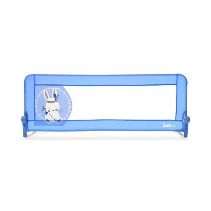 Barrera de Cama Asalvo 2-1 de 150cm para cama Nido o Standard Conejito Tippi Celeste - Mayor Seguridad para tu Bebé - 1