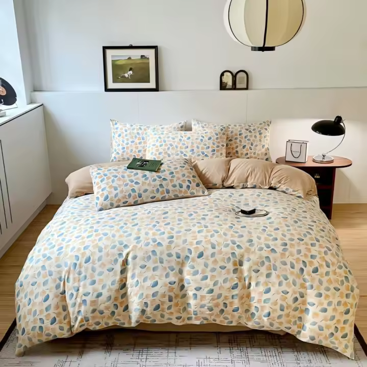 Juego de Funda Nórdica 4 Piezas-Ropa de Cama Algodón Lavado con Jacquard Elegante-Tacto Extra Suave, Varios Tamaño Disponible - 1