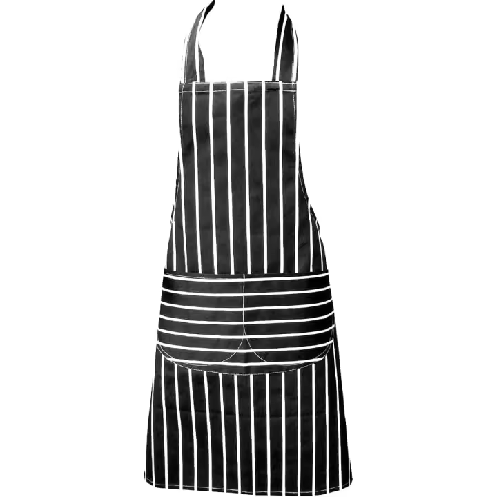 Clay Roberts Chefs Apron, Black, Pack of 6, Cooking and Baking Apron for Men and Women, Double Pockets, Kitchen Butchers Aprons, BBQ & Catering Bibs, Cooking Tabards - 1