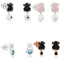Pendientes de Oso de Plata esterlina S925, incrustaciones de Perlas de cuarzo de Ágata natural, pendientes de Diseño de Nicho de lujo Ligero - details 0