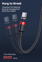 Cable Magnético USLION 360 Grados 3A Carga Rápida Micro USB Tipo C Para iPhone Xiaomi Samsung Cable De Datos Con Imán Para Teléfono - details 3