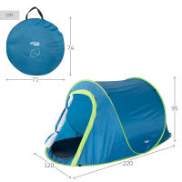 AKTIVE Tienda de campaña pop up, 120x220x95 cm, Tienda de campaña para dos, Incluye piquetas, Varillas fibra de vidrio, Tejido poliéster, Columna de agua 800 mm, Peso 1,36 kg, Tienda de campaña instantánea - details 3