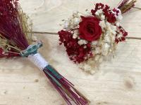 Ramo de flores preservadas con mini rosa y paniculata - Ideal prendido para novios y padrinos - details 4