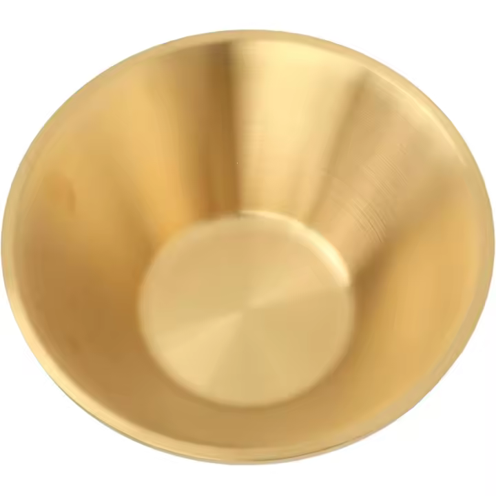 Ensaladera decorativa de metal Dorado de Doble Capa para preparar comida en La Cocina, ideal para Cunas (14 cm) - 1