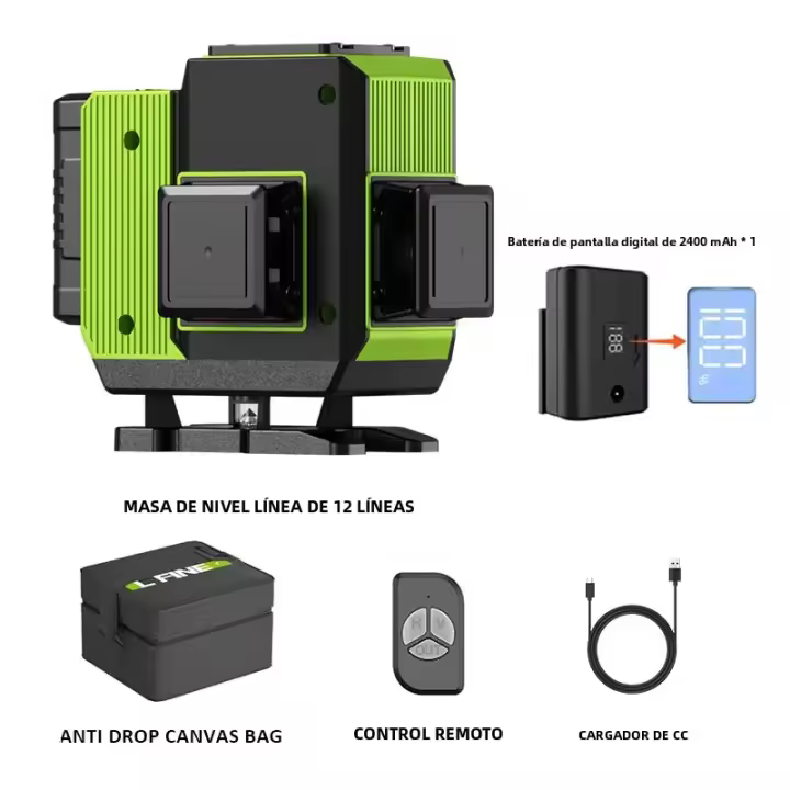 Nivel Láser Profesional LFINE 4D 16 Líneas 360° Horizontal Y Vertical Luz Verde Auto Nivelada Herramientas De Construcción - 1