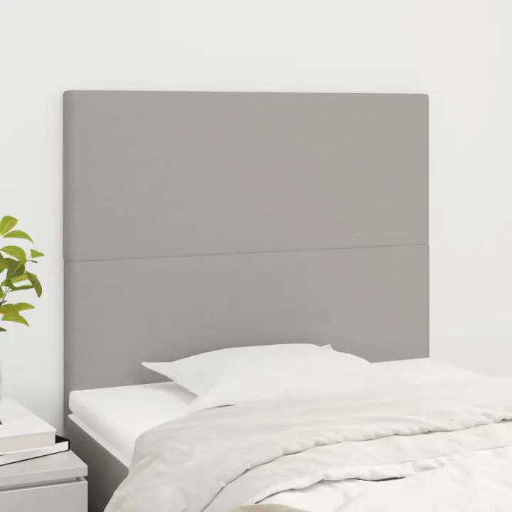 vidaXL Cabeceros 2 unidades de tela gris claro 80x5x78/88 cm - 1